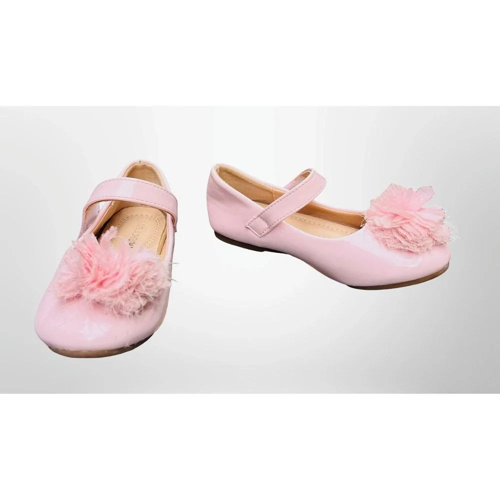 GUC ADAMUMU Toddler/Girl Mary Jane Ballet Flats Flower Embellishment Size 11